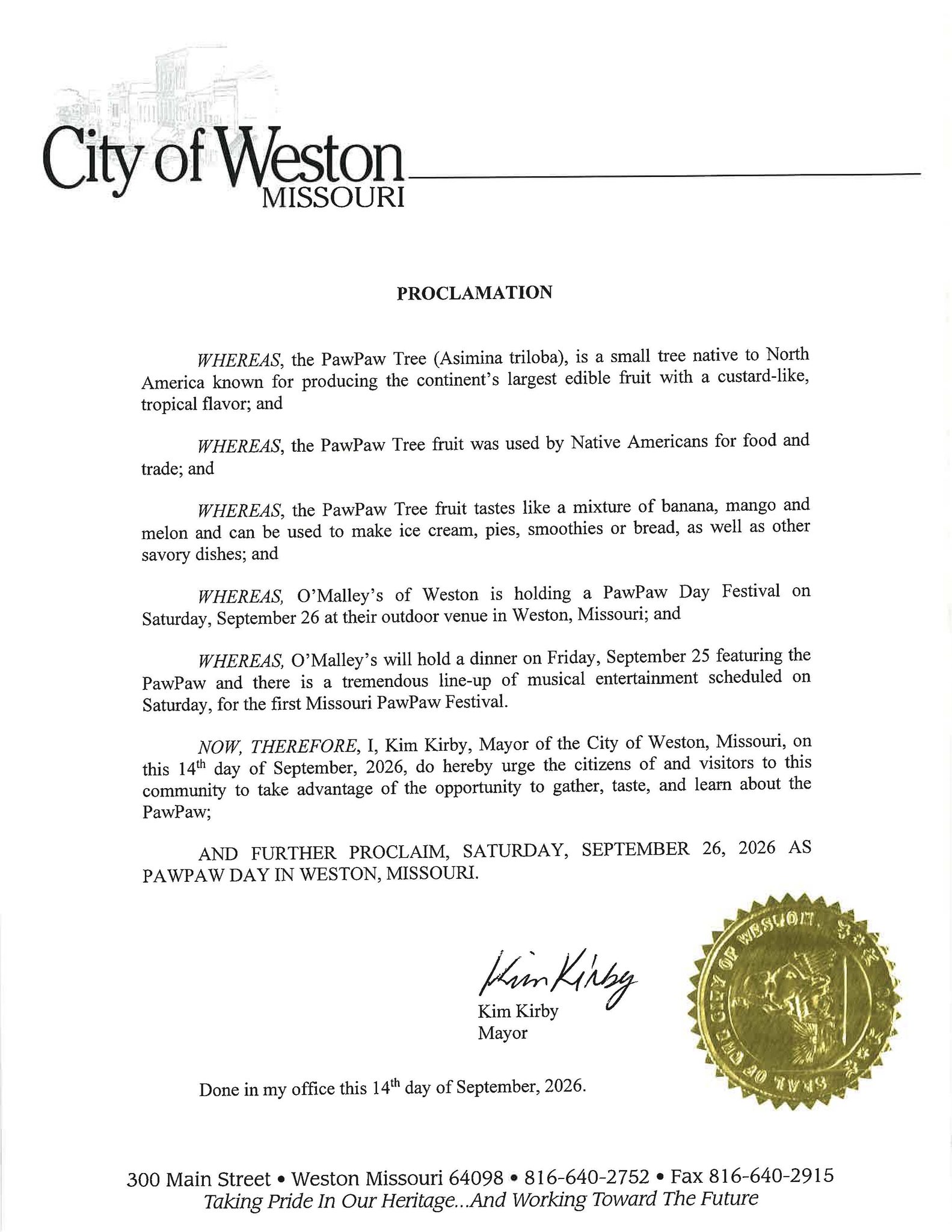 Paw Paw Proclaimation